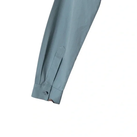 Piazza Sempione Light Blue Ruffle Button Down Shirt Blouse Made in Italy Sz M/8 - Picture 9 of 16